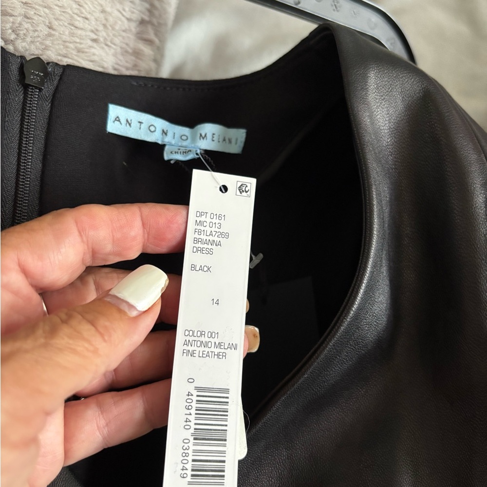 Antonio Melani Classic Black Leather Dress Size 14. NWT - Picture 7 of 7